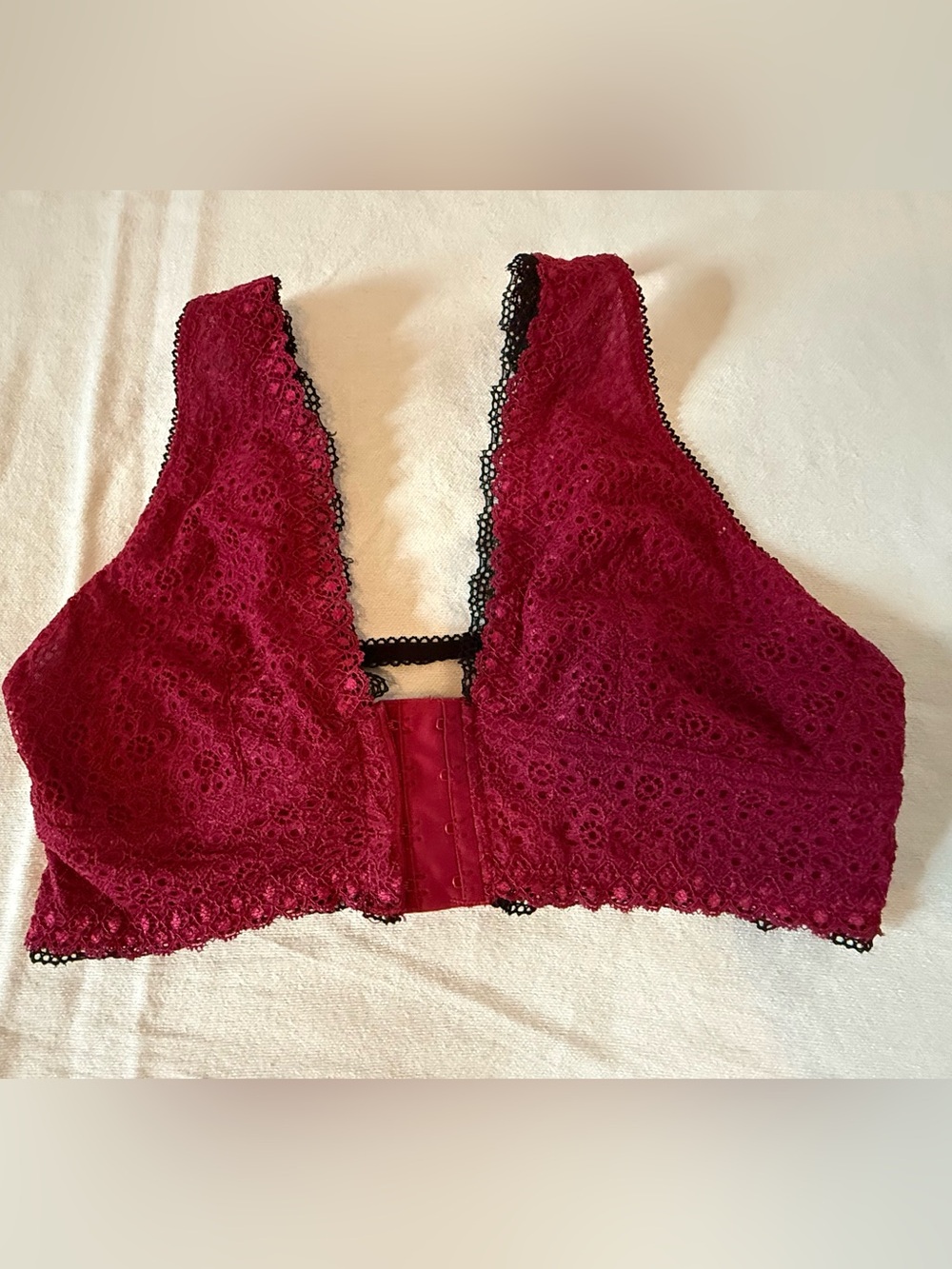 Othr Lace Bralette in Deep Wine with Black Trim